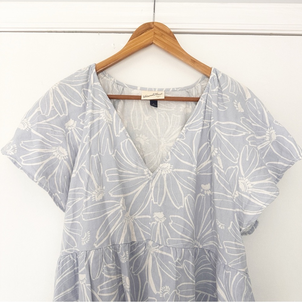 Universal Thread Womens Flutter Short Sleeve Skater Dress in Blue Floral XL - Picture 3 of 10